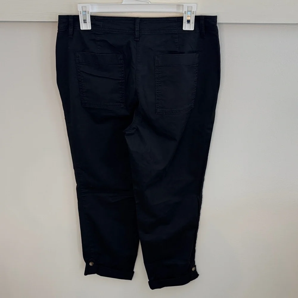 J. Jill Women’s Cuffed Chinos Pants Classic Black Casual Front Pockets Size 10